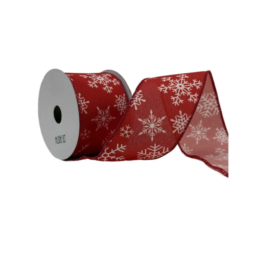 CINTA ROJO CON COPOS DE NIEVE 9YDS 130-3400744 SANTINI
