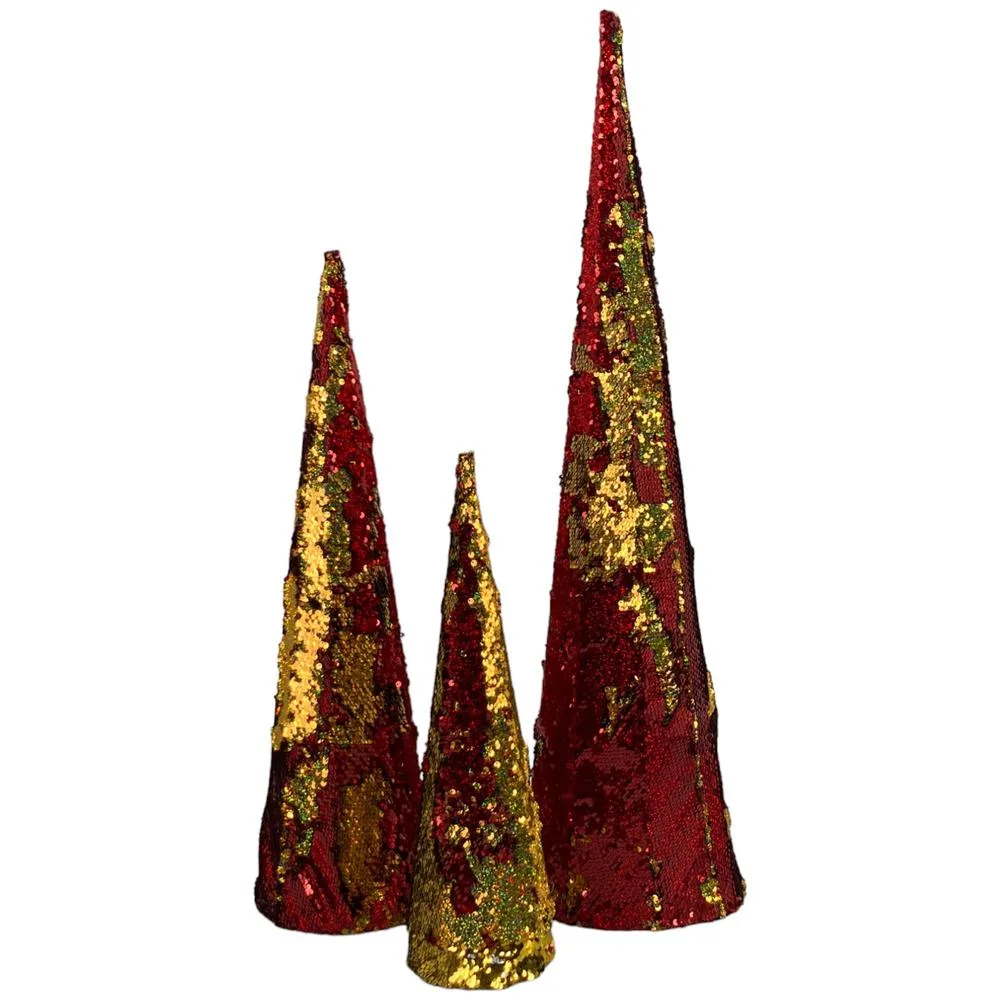 TRIO DE ARBOLES ROJO CON DORADO EN ESCALA 200-2100764 SANTINI