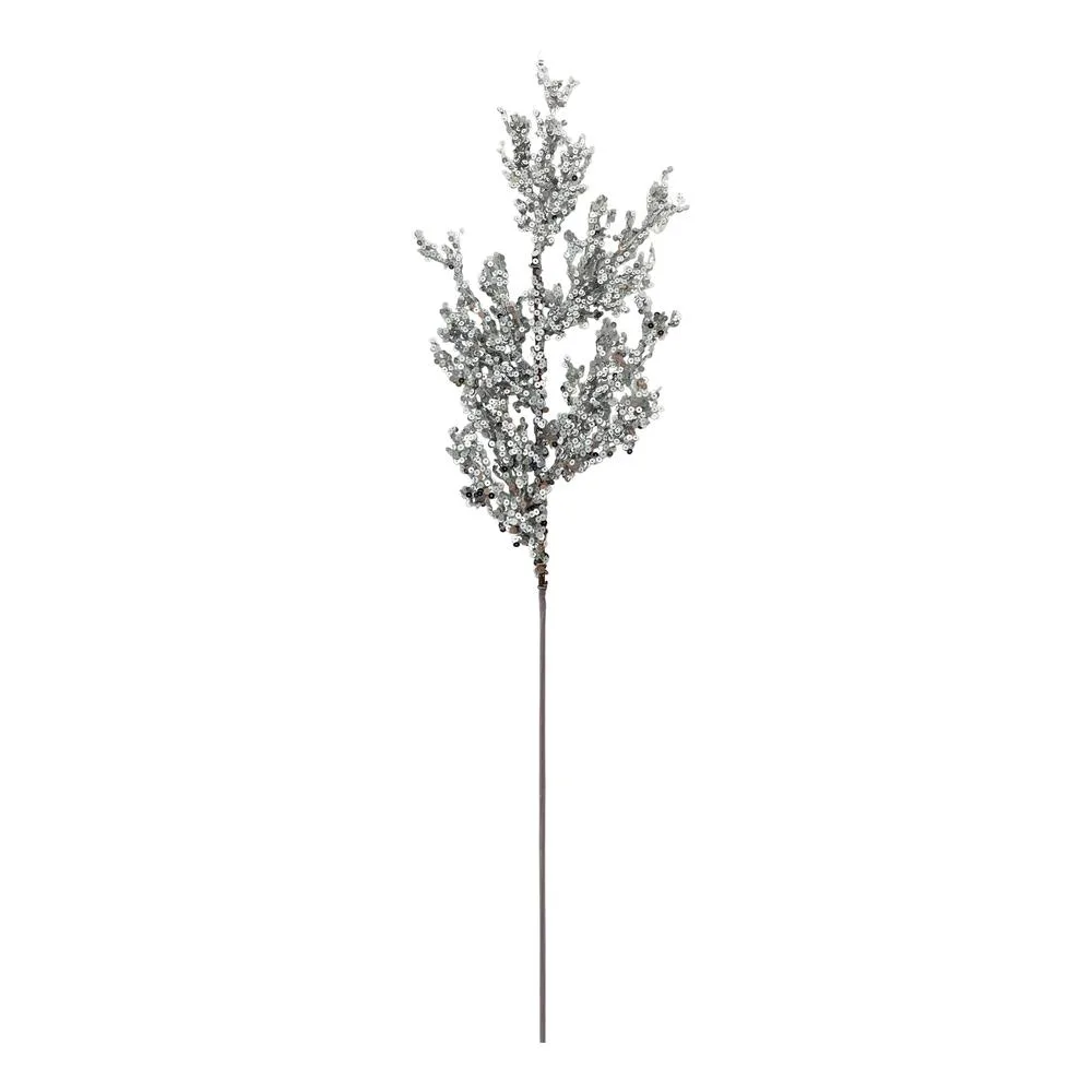 FOLLAJE PLATEADO CON LENTEJUELAS 82CM 140-0300062 SANTINI