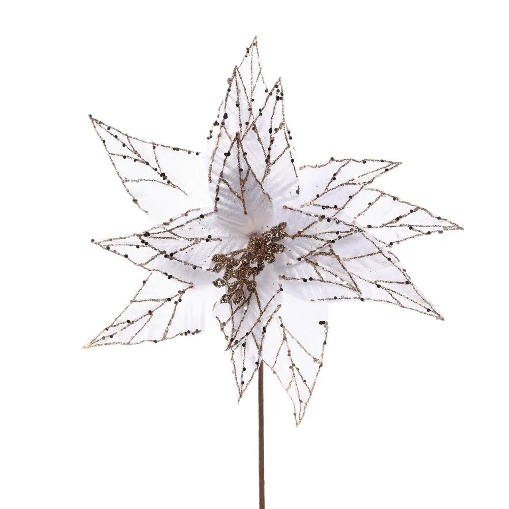 FLOR BLANCA CON DETALLES DORADOS 50CM 140-0300251 SANTINI