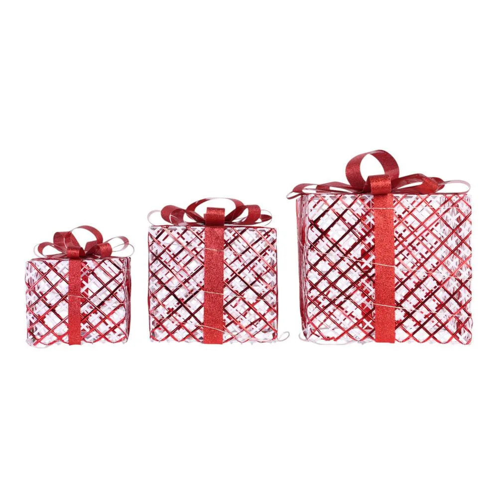 TRIO DE CAJAS DE REGALO BLANCO CON ROJO 200-2100861B SANTINI