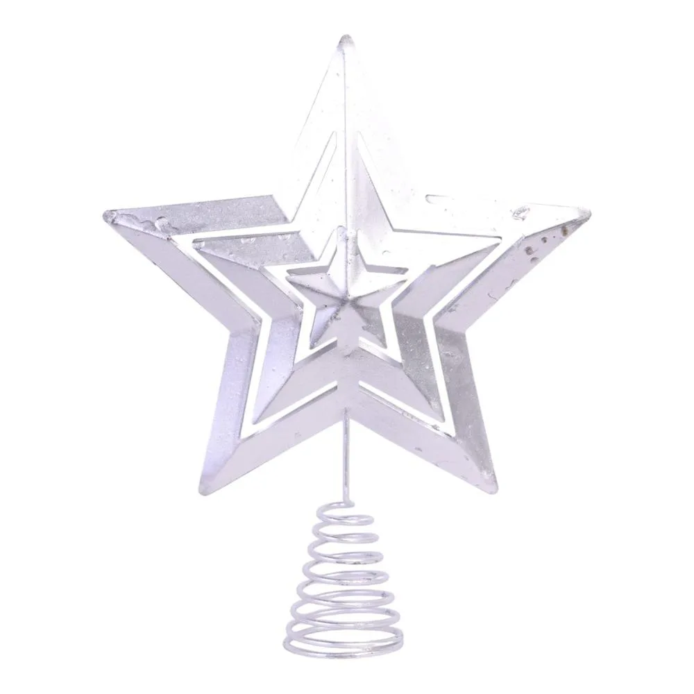 ESTRELLA PUNTA DE ARBOL PLATEADO 25CM 200-2100871 SANTINI