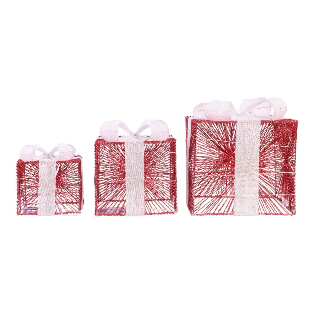 TRIO DE CAJAS DE REGALO ROJO CON BLANCO 200-2100929B SANTINI