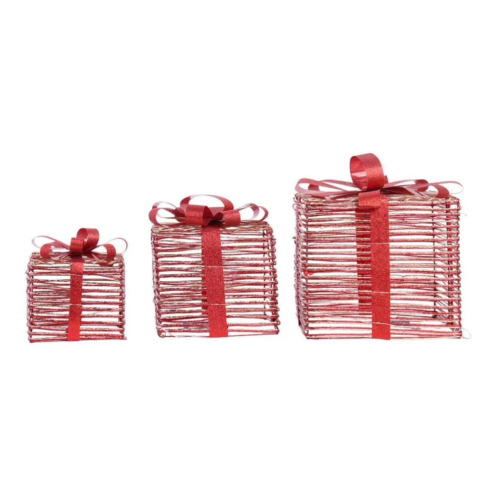 TRIO DE CAJAS DE REGALO ROJA 200-2100956B SANTINI