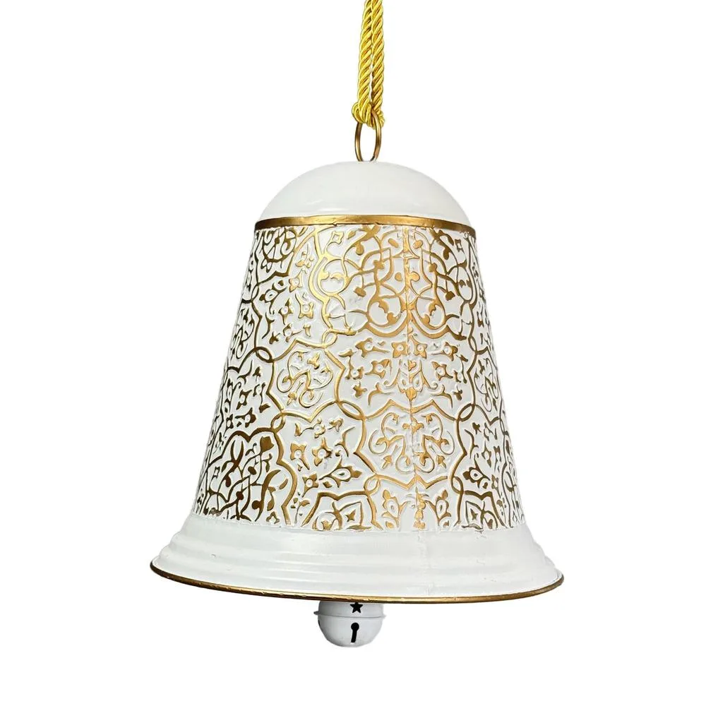 CAMPANA BLANCA CON DETALLES DORADOS  COLGANTE 27.9X27.9X31. 201-0500195 SANTINI