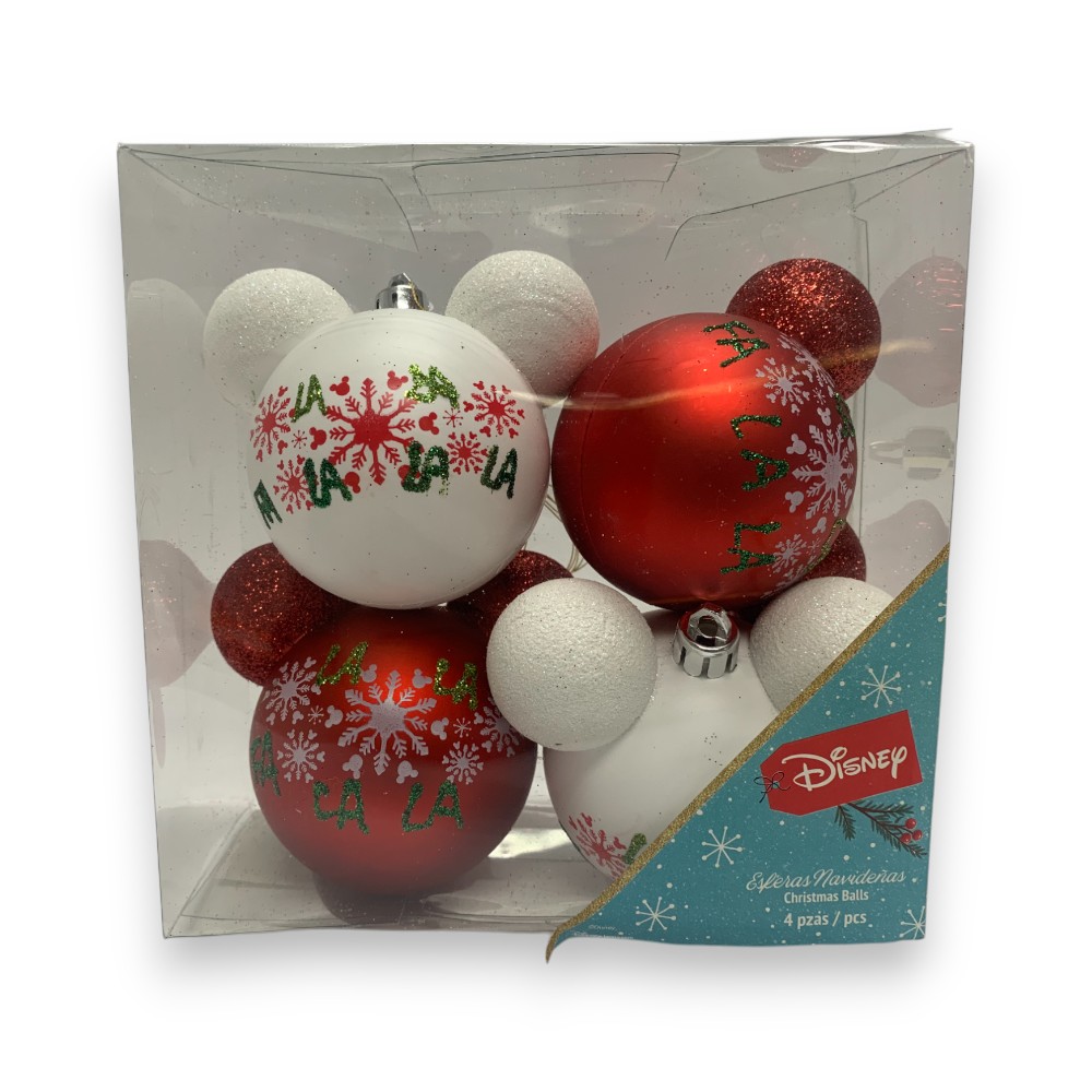 JGO. 4 PZ BAMBALINAS MICKEY BLANCO ROJO 8CM D11-XB05-MK1 MAY
