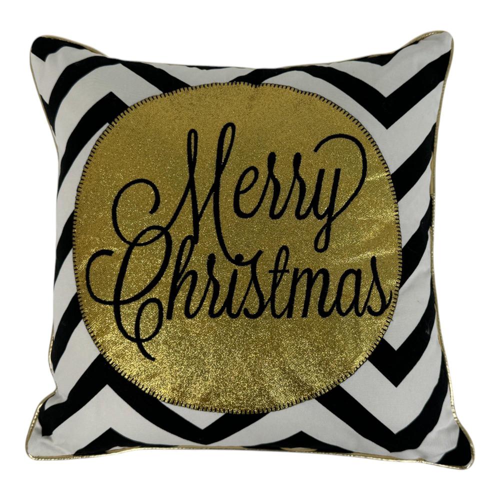 COJIN BLANCO LINEAS NEGRA MERRY CHRISTMAS 40X40 170-3000505 SANTINI